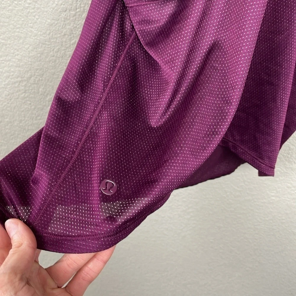 Lululemon Pushing Limits Tank Top Marvel Purple Built In Sports Bra Sz 8